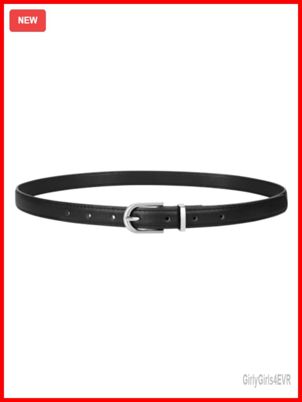 Skinny Faux Leather Belt Thin Slim 0.7 Inch Metal Buckle for Jeans Dresses